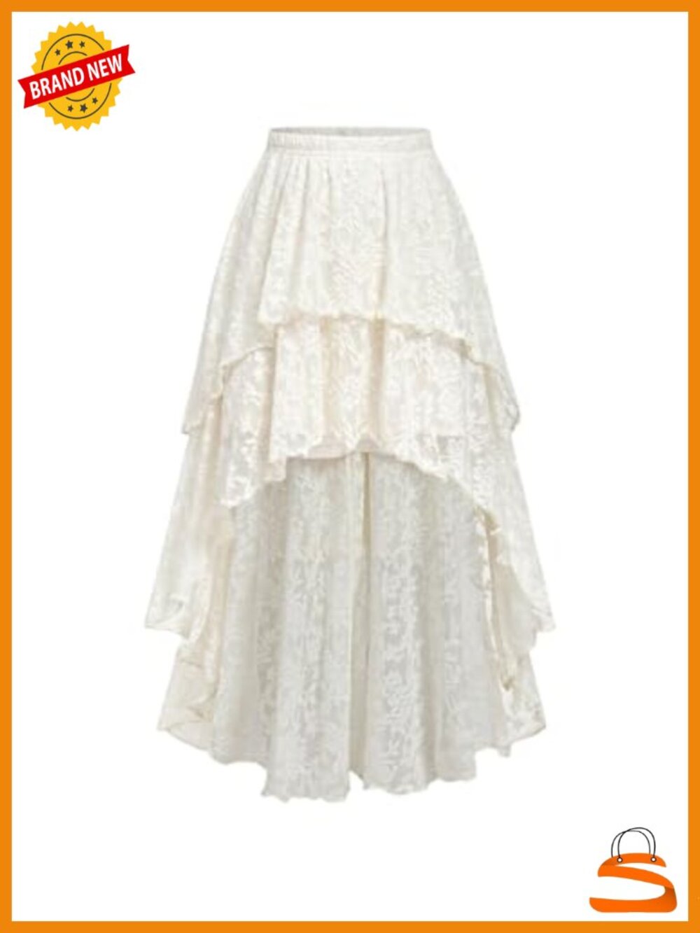 Women's Y2k Lace Layered Ruffle High Low Maxi Skirt Boho Western Cowgirl